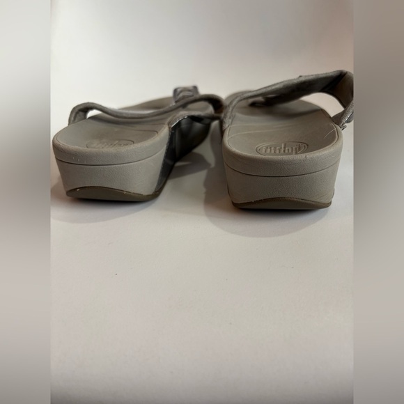 FitFlop Pietra sandals pewter grey gem detail size 8 platform wedge - Picture 4 of 7